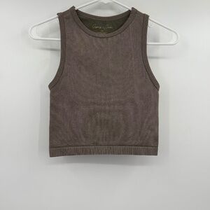 Gypsy Jade Top Women XS/S Gray Brown Purple Tank Sleeveless Cropped Stretch
